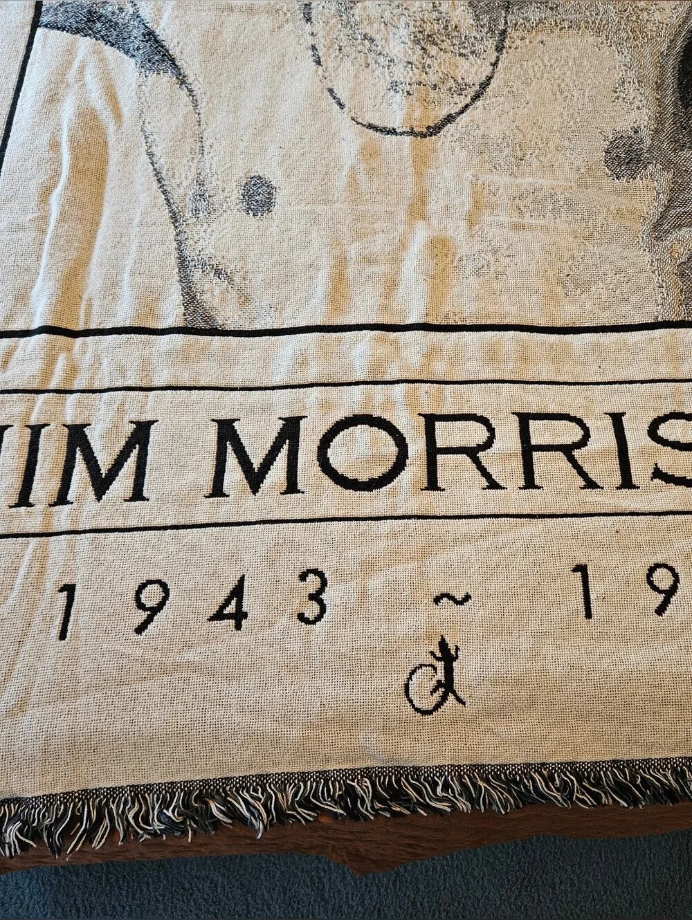 Jim Morrison VTG 90s Doors American Poet Lizard Woven Blanket Tapestry RARE